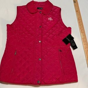 Ralph Lauren Diamond Quilted Vest Hot Pink size M NWT